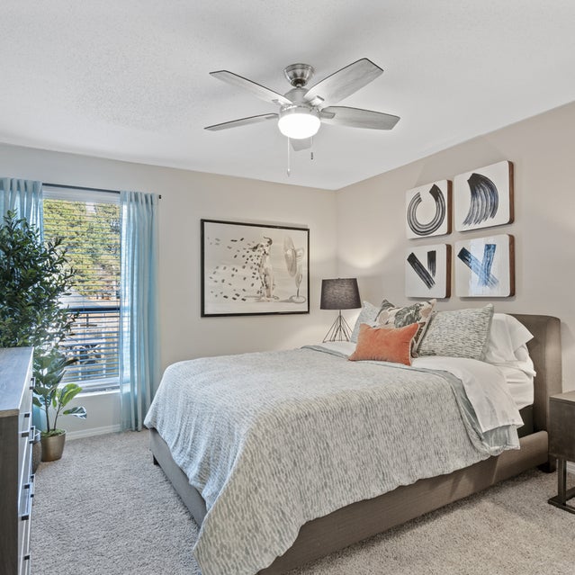 Andover At Crabtree Apartments - Spacious Bedroom With Carpet Flooring And Large Window