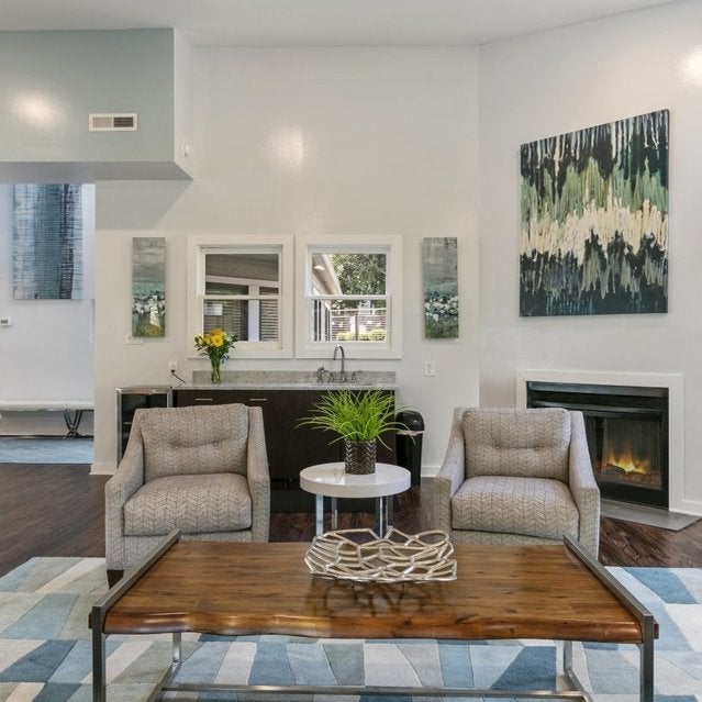Andover at Crabtree Apartments - resident lounge connected to leasing office and fitness center